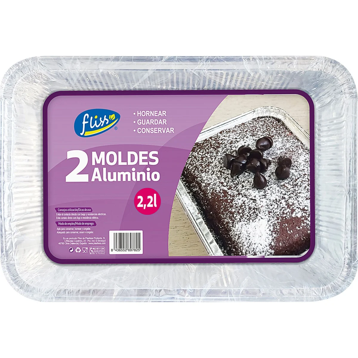 Rectangular aluminium mould 2,2 L Fliss