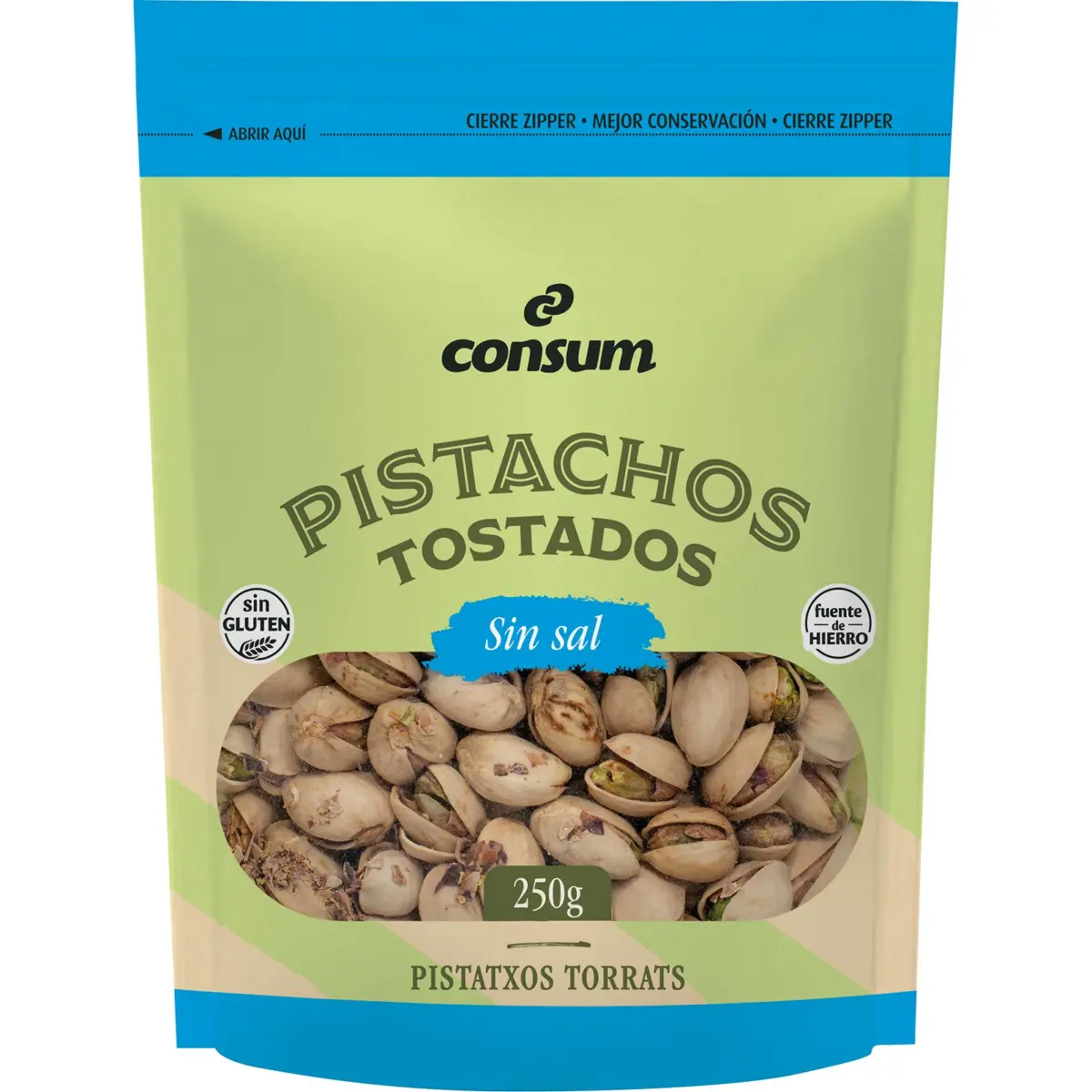 Pistaches grillées en coque sans sel Consum
