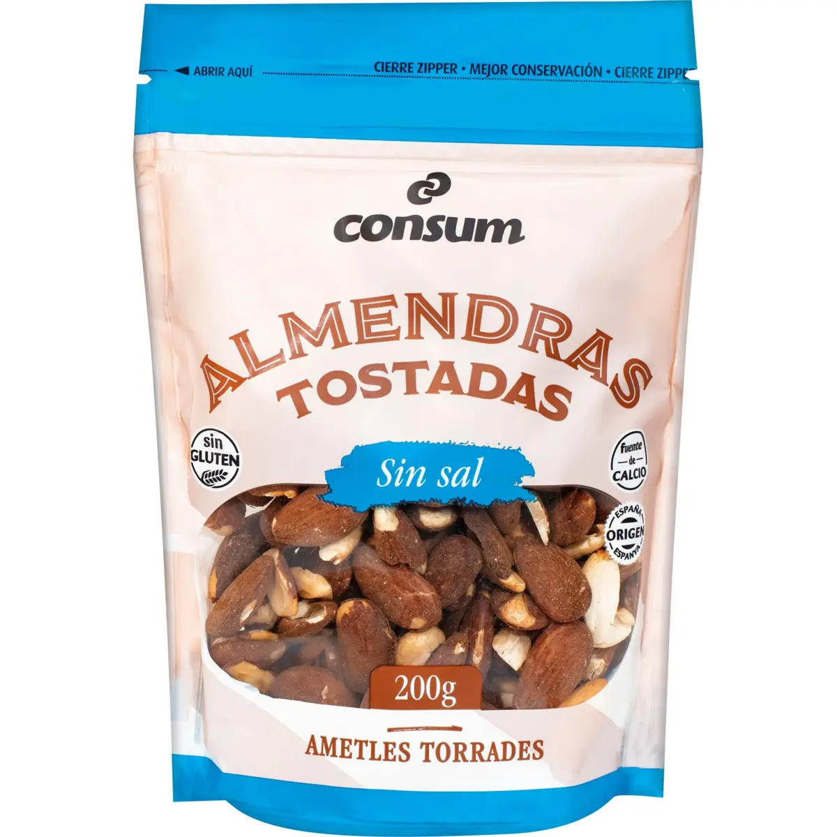 Unsalted roasted almonds bag Consum