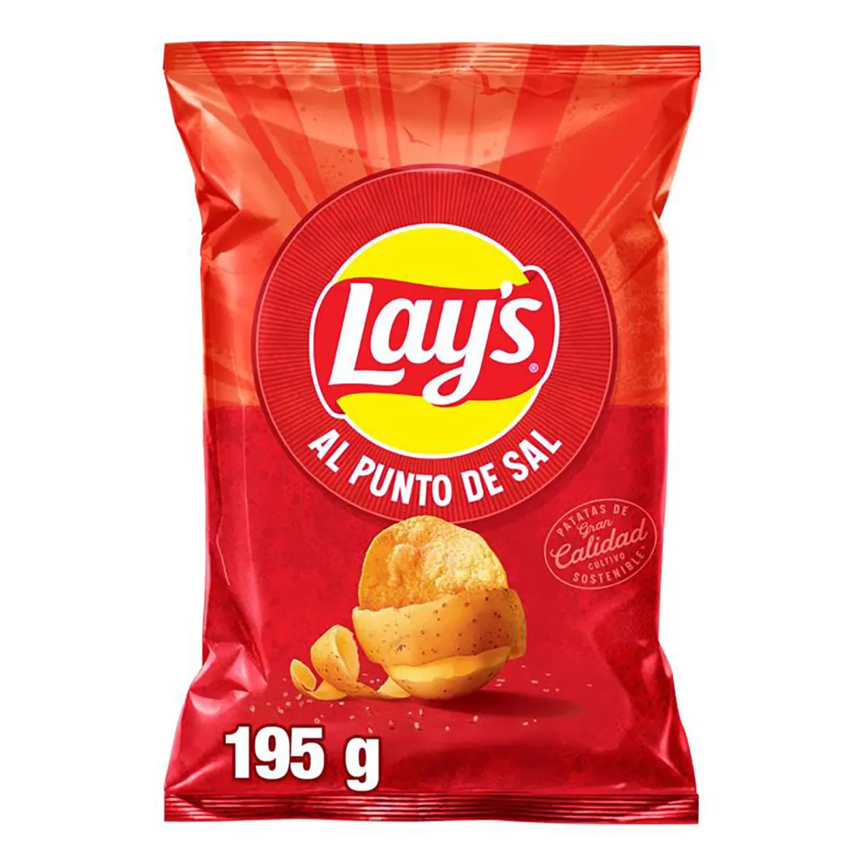 Glatte Kartoffelchips mit einer Prise Salz Lay's