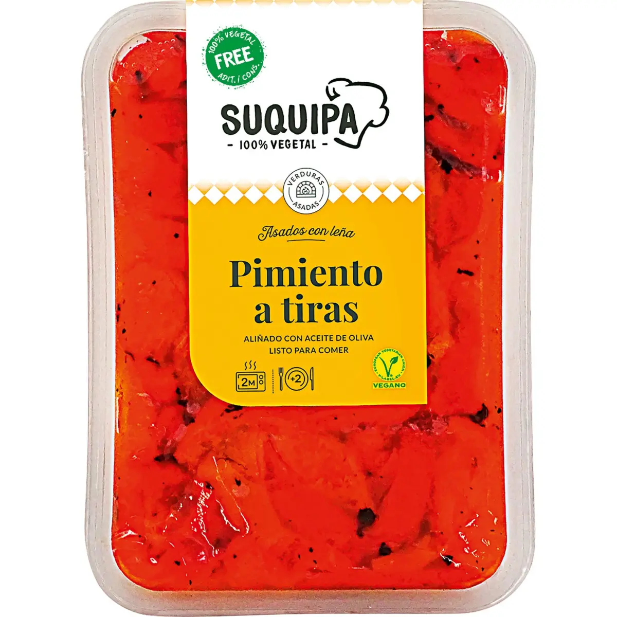 Roasted pepper strips, tray Suquipa