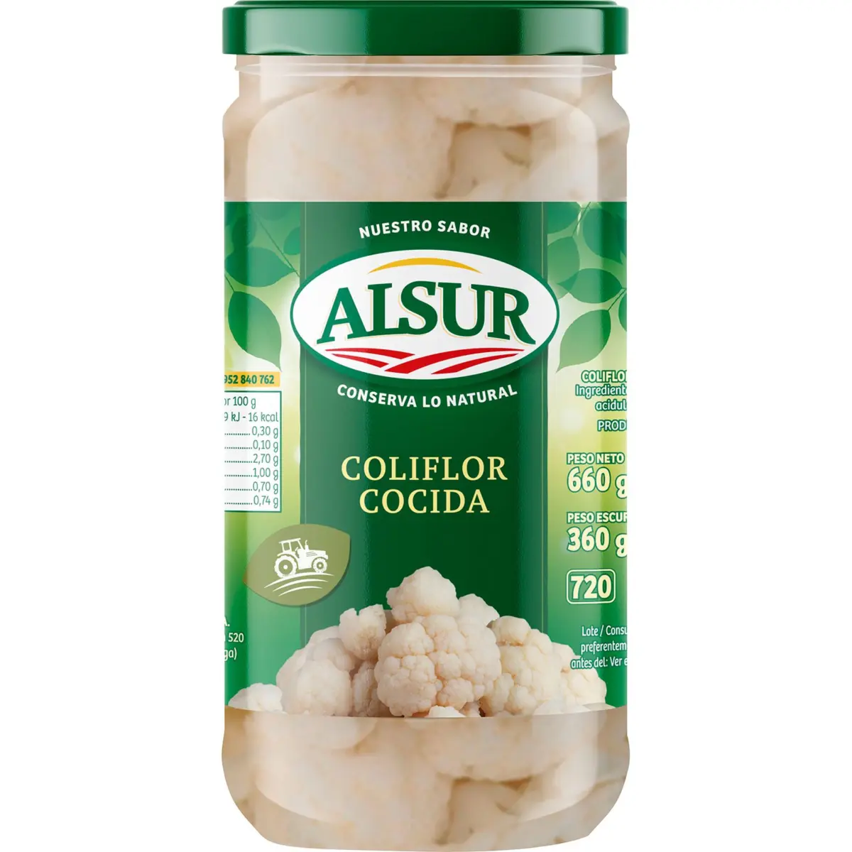 Cooked cauliflower in a jar Alsur