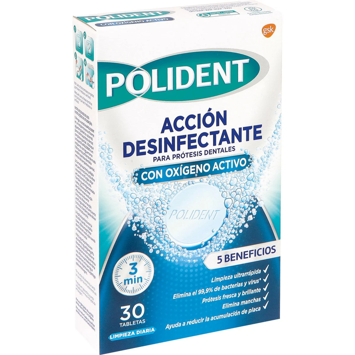 Tabletas Limpiadoras Acción Desinfectante Polident