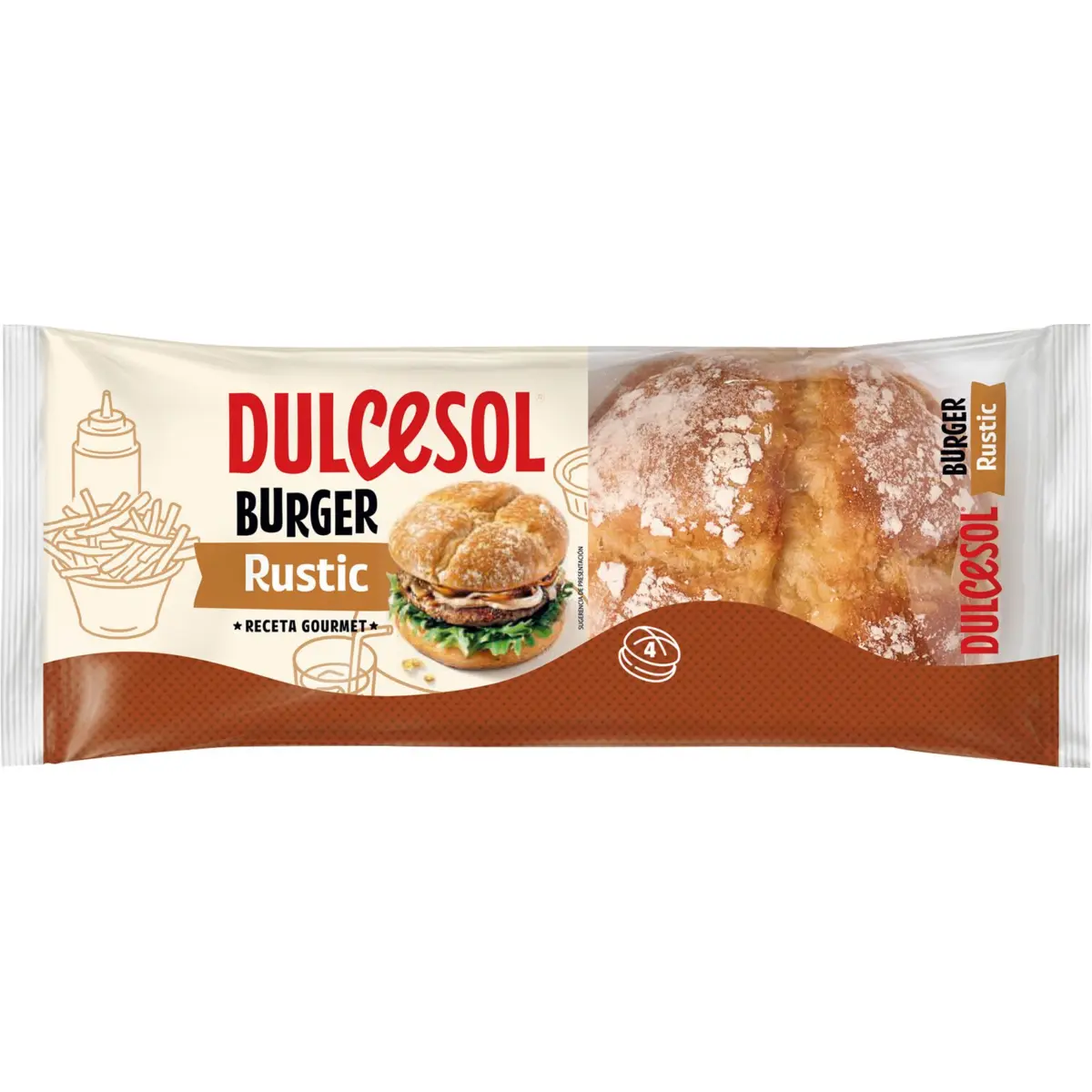 Pains rustic burger 4 unités Dulcesol