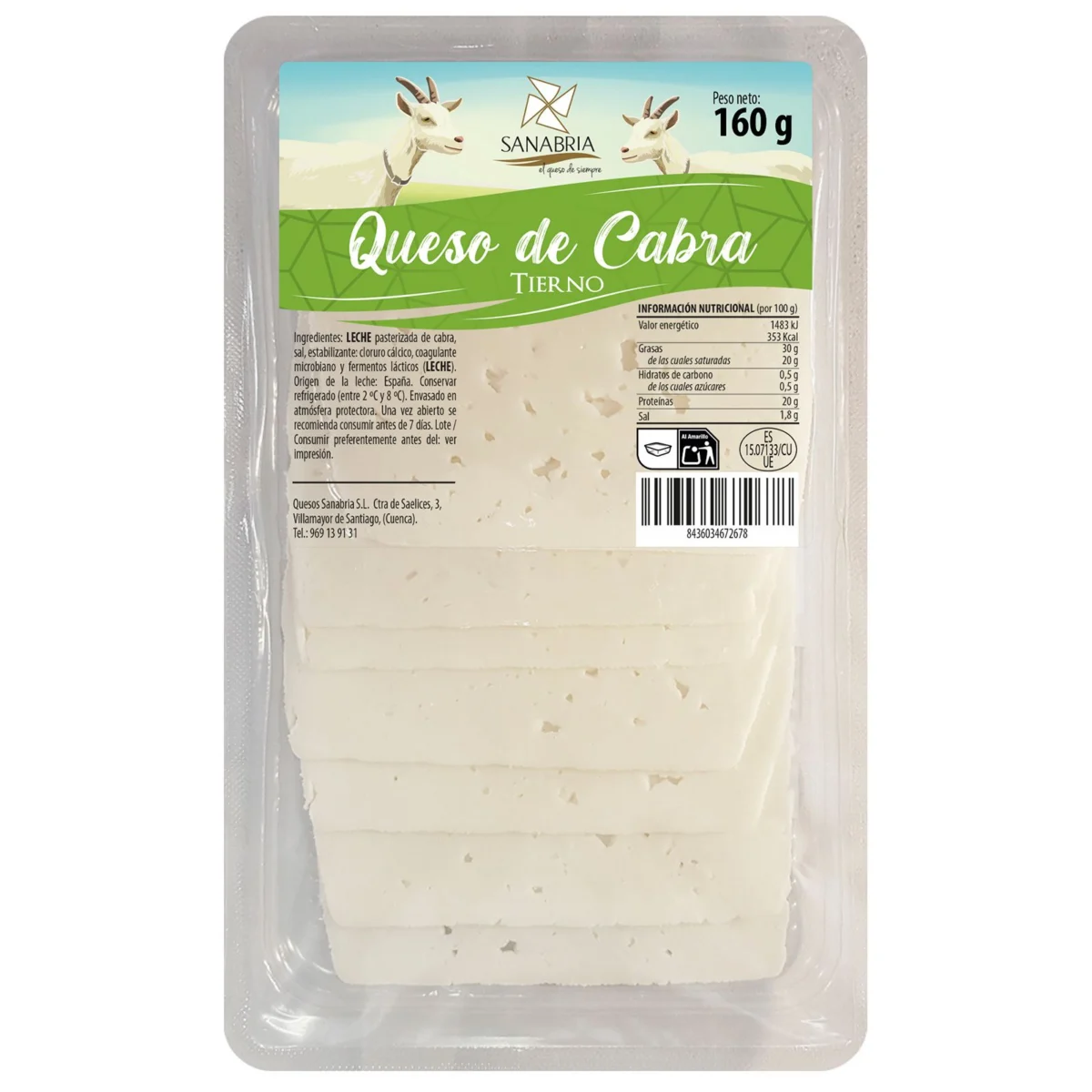 Fromage de chèvre doux Sanabria en tranches