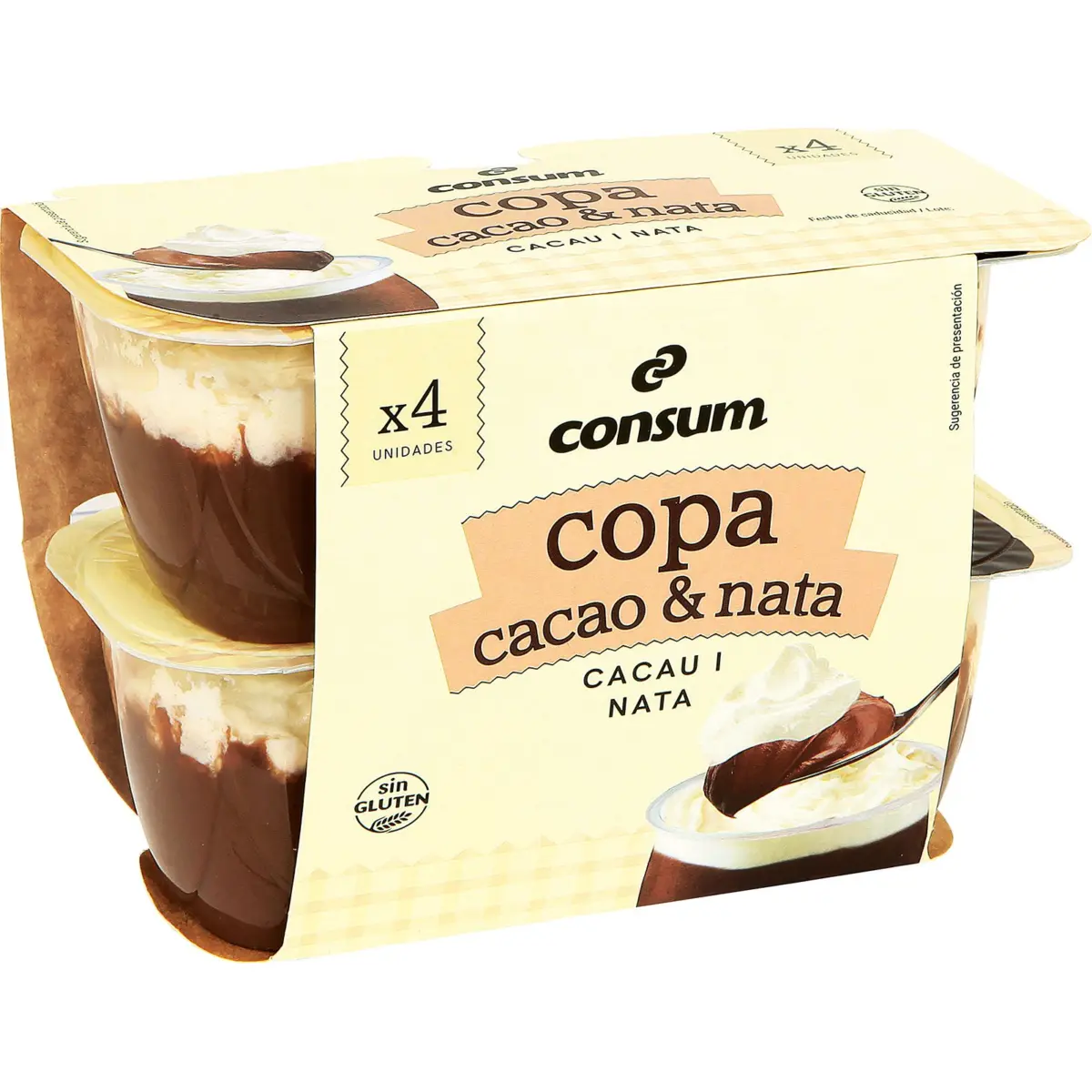 Kakao-Sahne-Dessert, 4er-Pack Consum