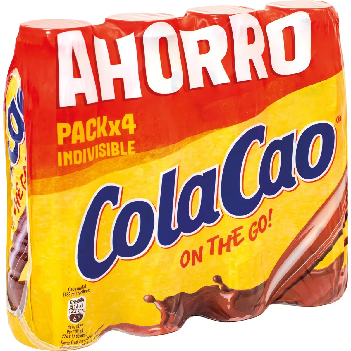 Kakaomilch im Fläschchen, 4er-Pack Cola Cao