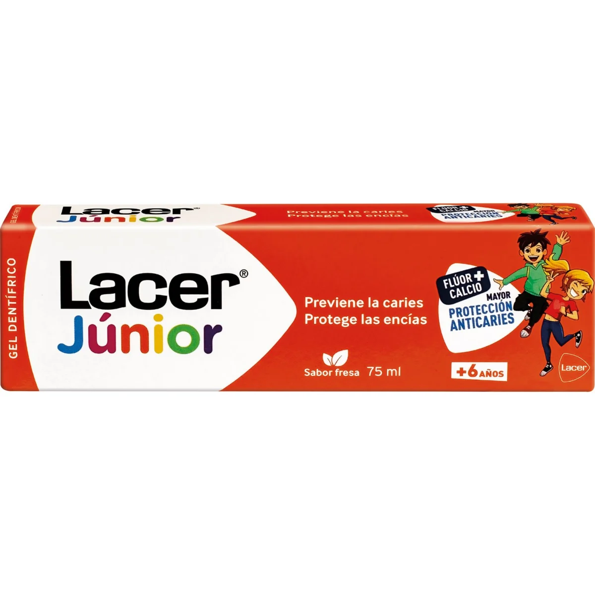 Junior strawberry toothpaste with fluoride and calcium, tube Lacer