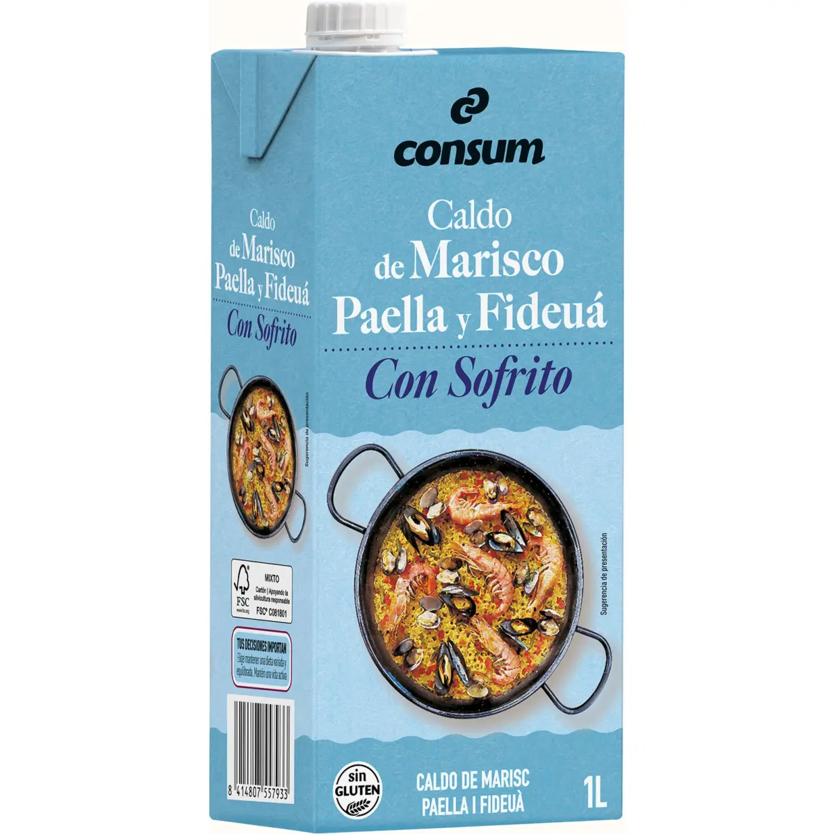 Brou de marisc per a paella i fideuà amb sofregit Consum