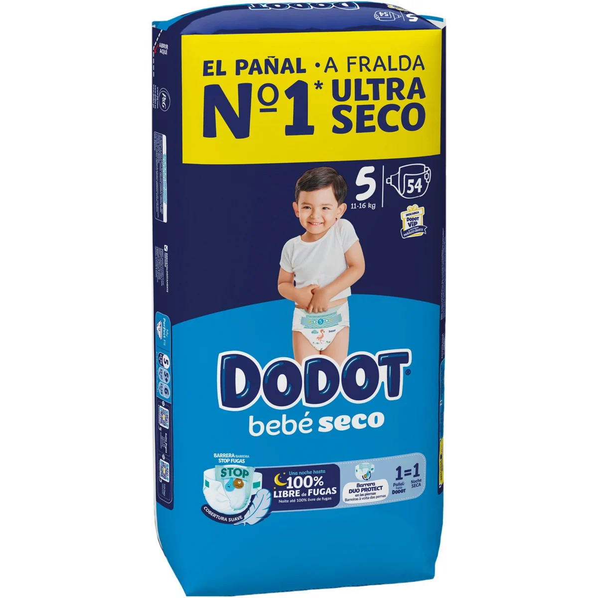 Couches bébé sèches taille 5, de 11 kg à 16kg Dodot