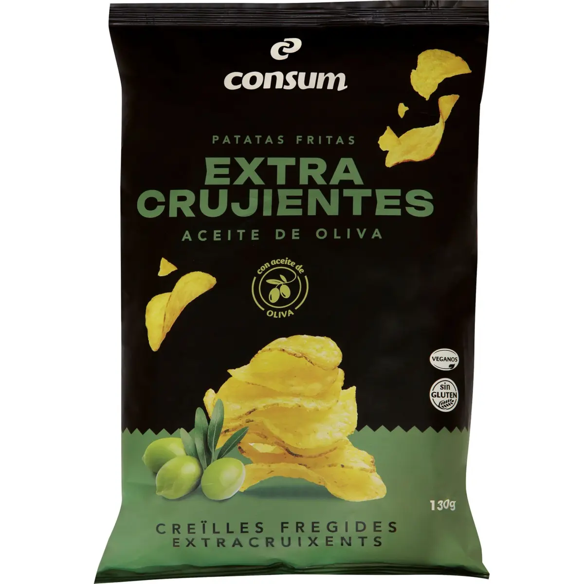 Extra knusprige Kartoffelchips mit Olivenöl, Beutel Consum