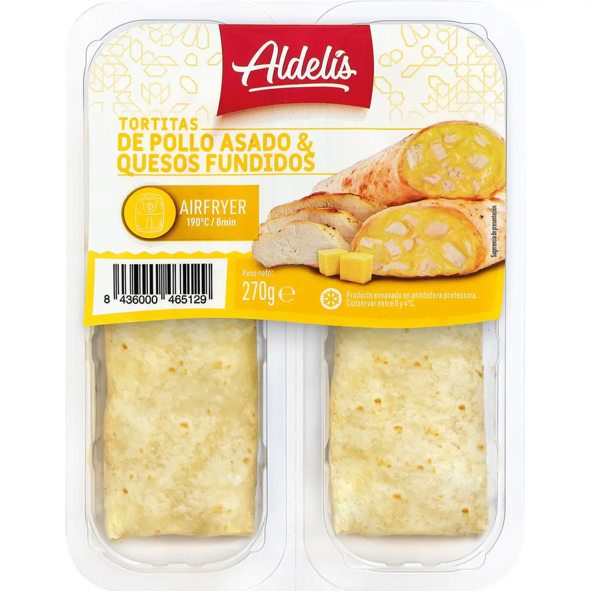 Tortitas Pollo Asado con Queso Fundido Aldelis