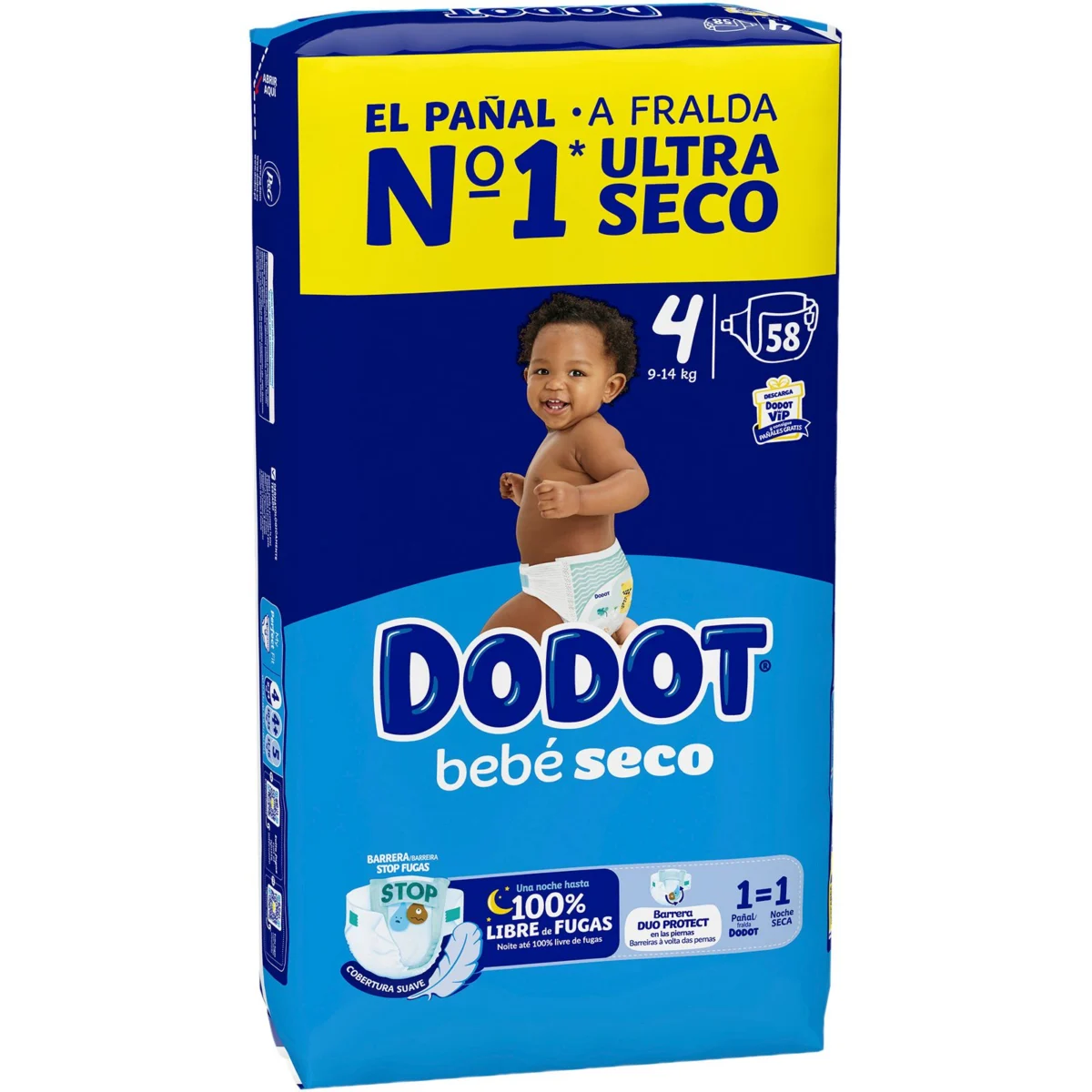 Couches bébé sèches taille 4, de 9 à 14 KG Dodot