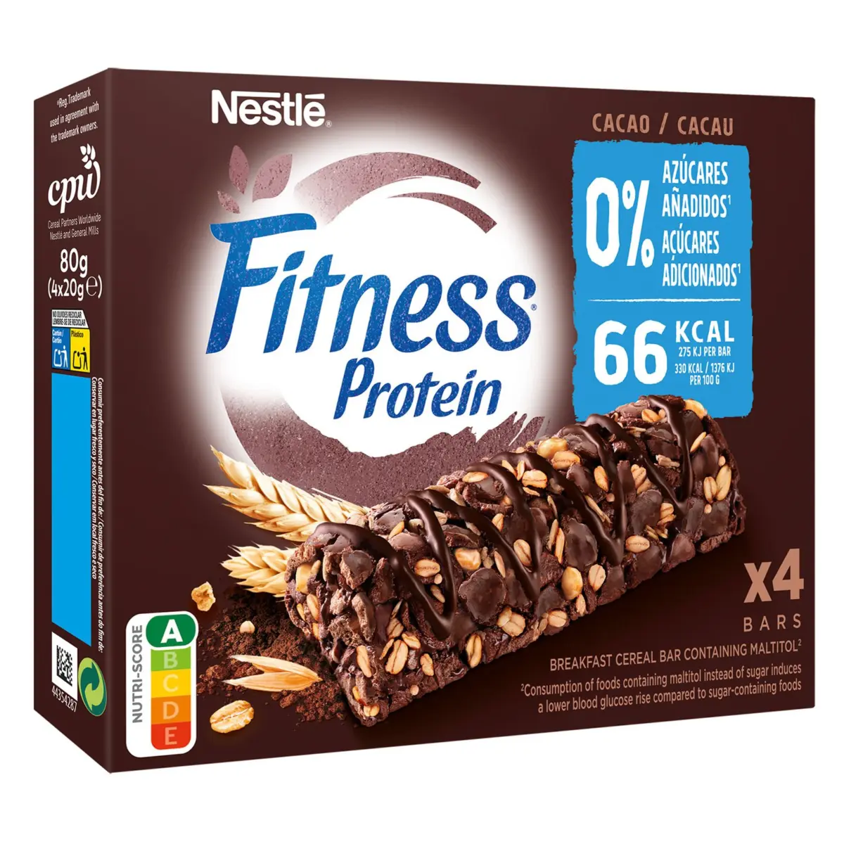 Fitness protein cocoa bar, 0% sugars Nestle