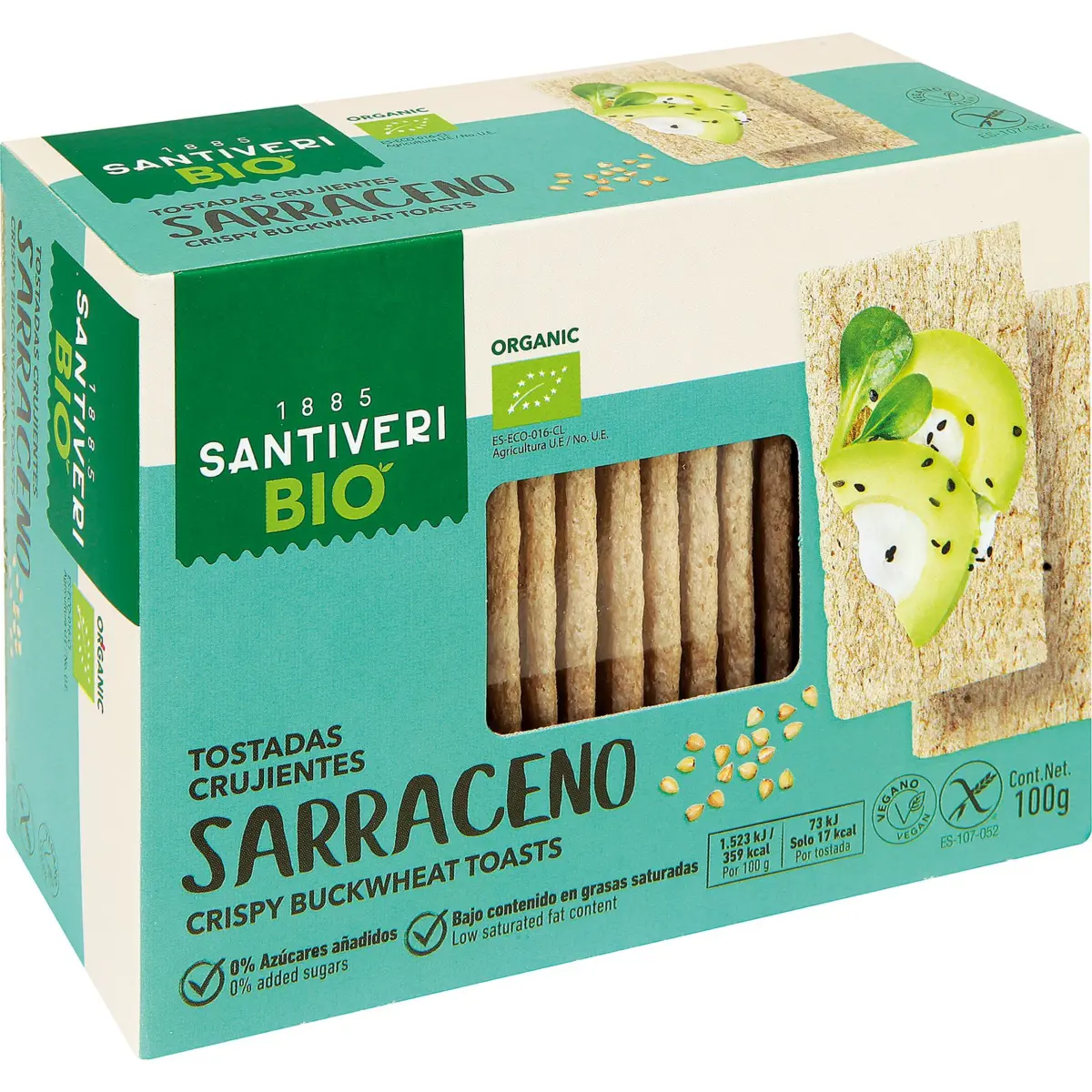 Buchweizentoasts ohne zugesetzten Zucker Santiveribio