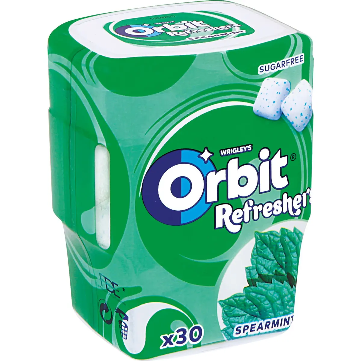 Xiclet drageat Refresh amb gust de menta verda, pot Orbit