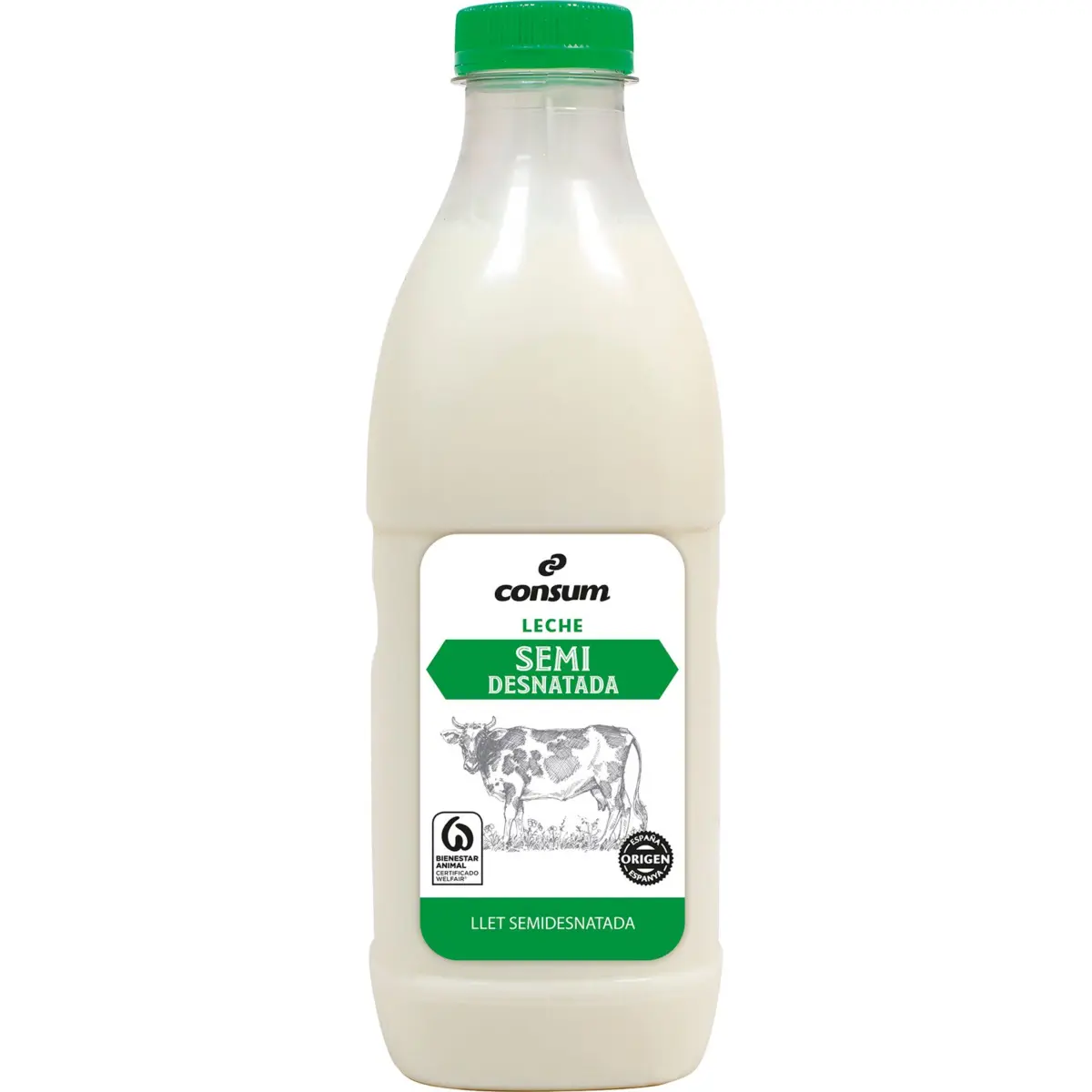 Pasteurised semi-skimmed milk bottle Consum