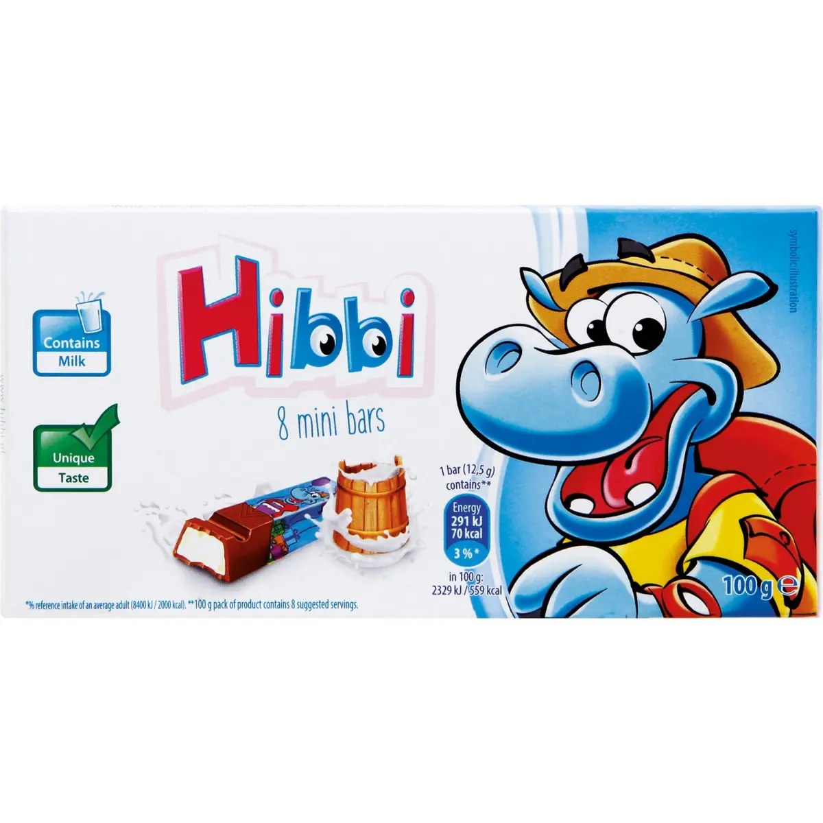 Schokoladenriegel mit Milchfüllung Hibbi