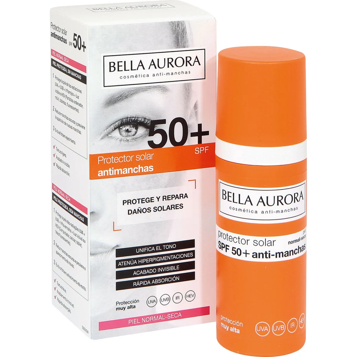 Crema antim taques SPF 50 per a pell normal i seca Bella Aurora