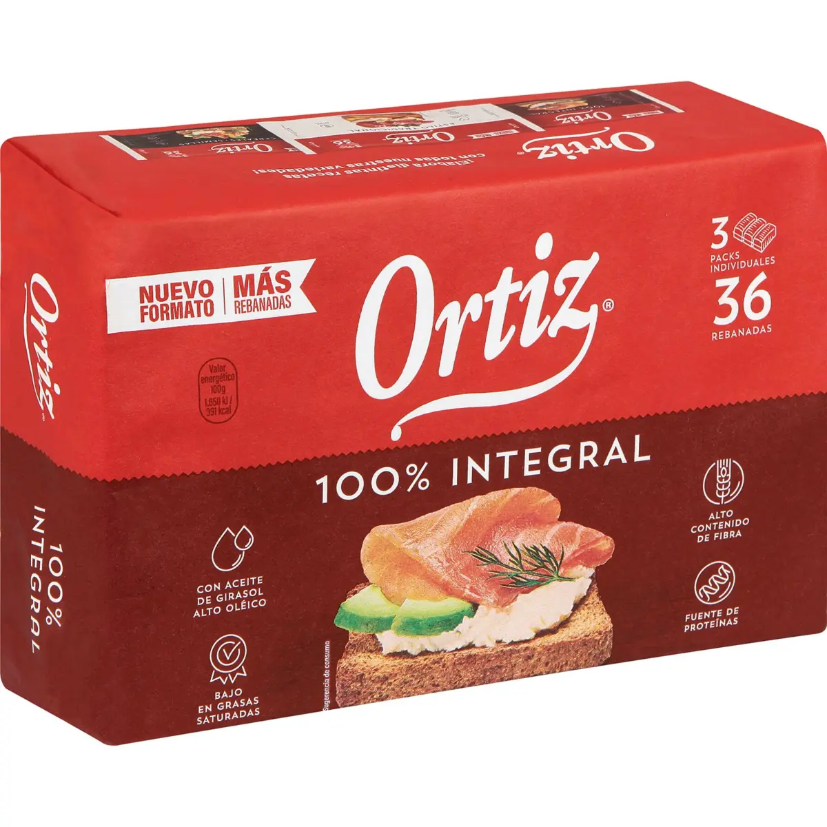 Pa torrat integral 100%, 36 unitats Ortiz