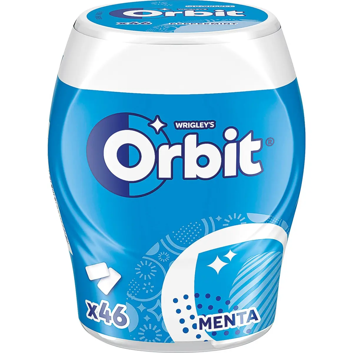 Dragees de xiclet amb gust de menta, pot Orbit