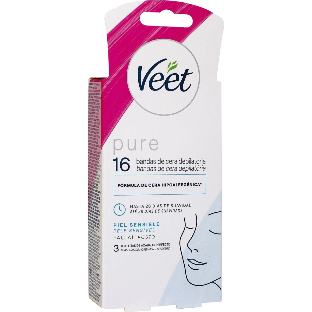 Bandes depilatòries facials per a pells sensibles Veet