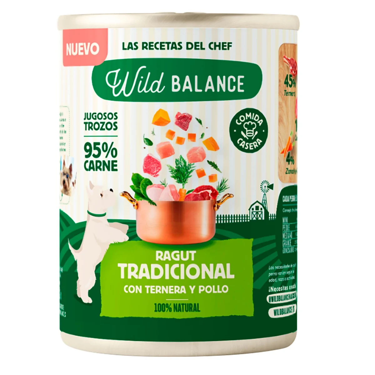 Aliment naturel pour chiens, ragoût de bœuf et de poulet, boîte Wild Balance