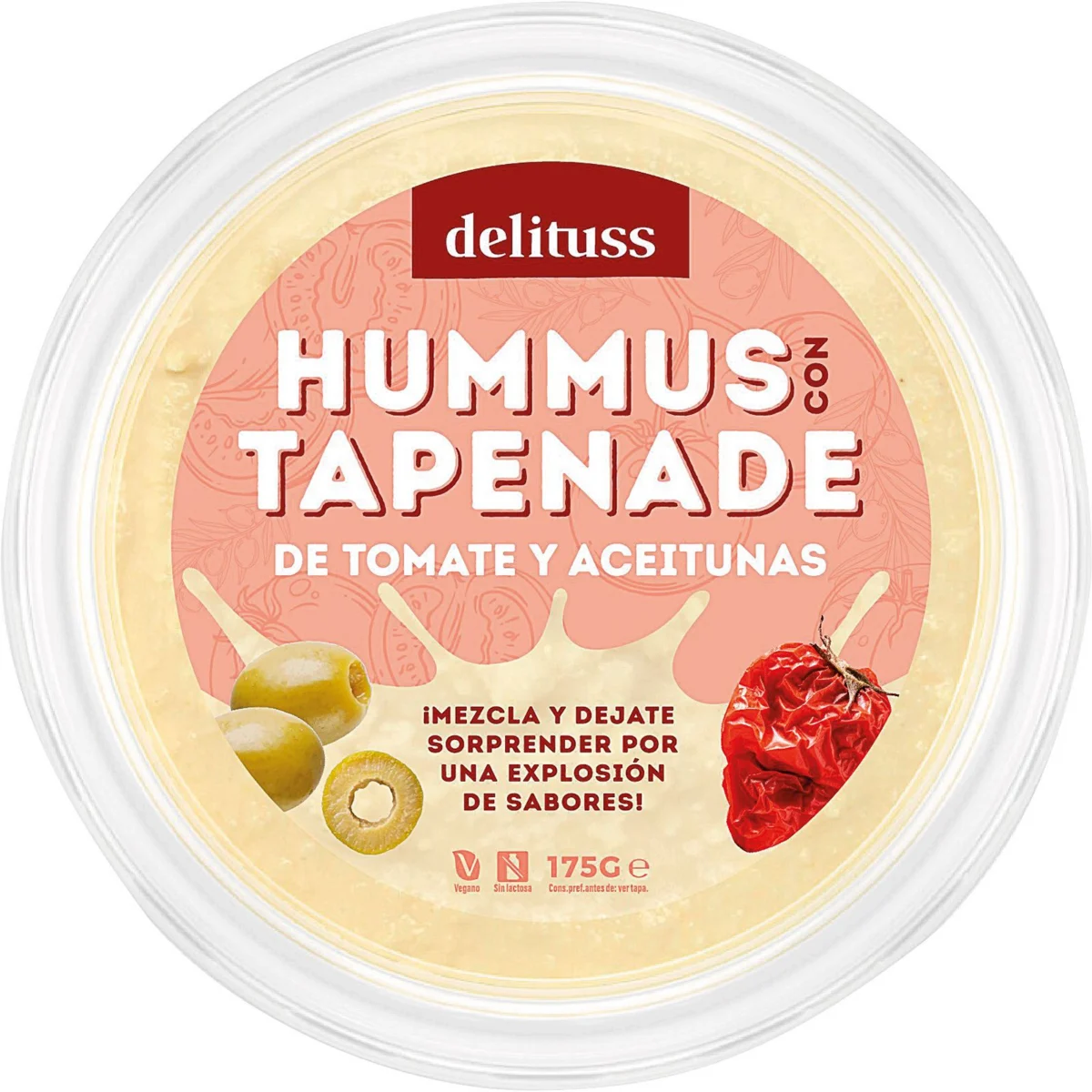 Hummus with tomato and olive tapenade Delituss