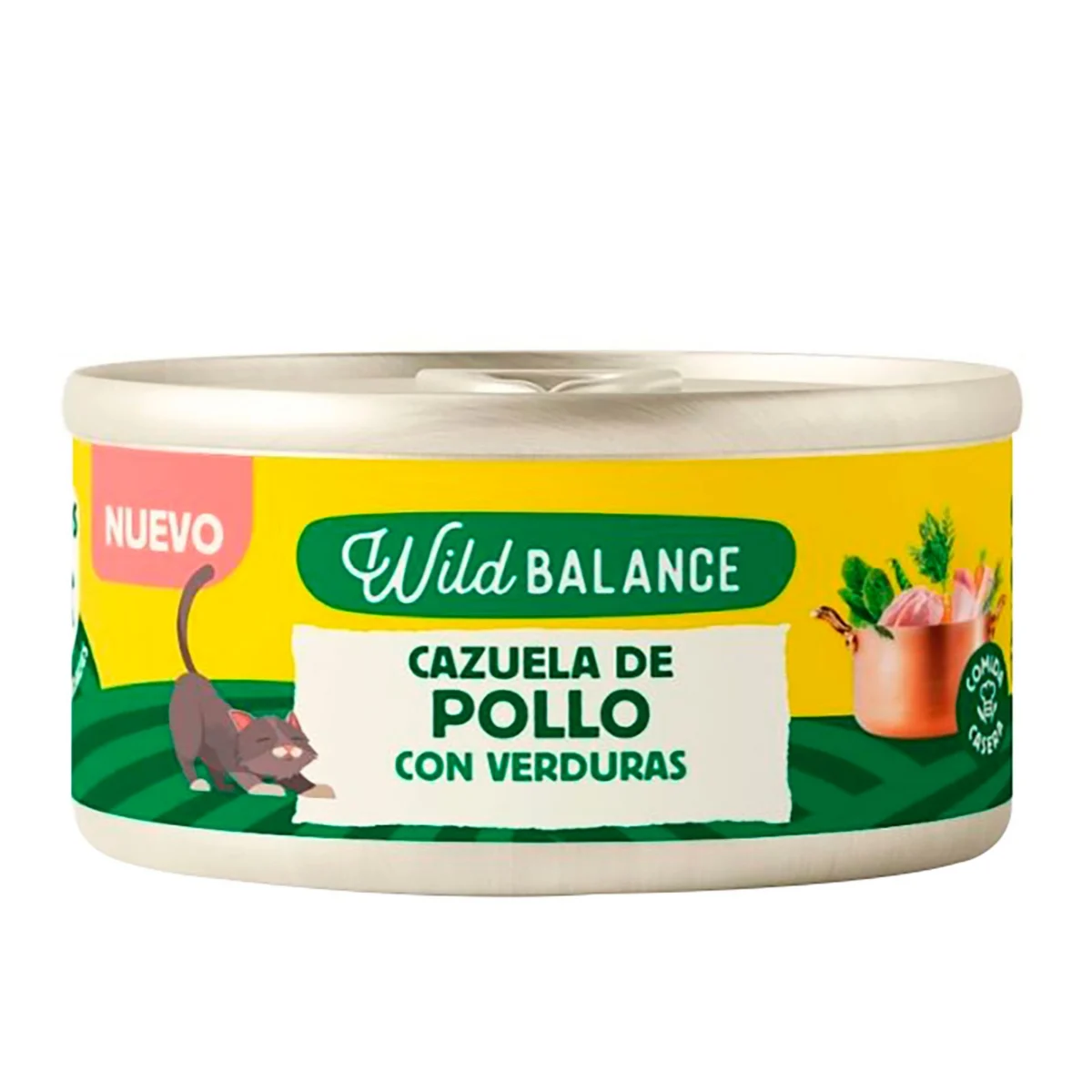 Comida natural gato lata Pollo con verduras Wild Balance