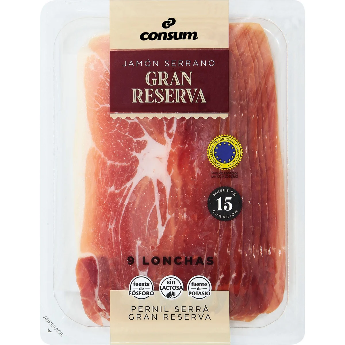 Gran Reserva ham, aged 15 months Consum
