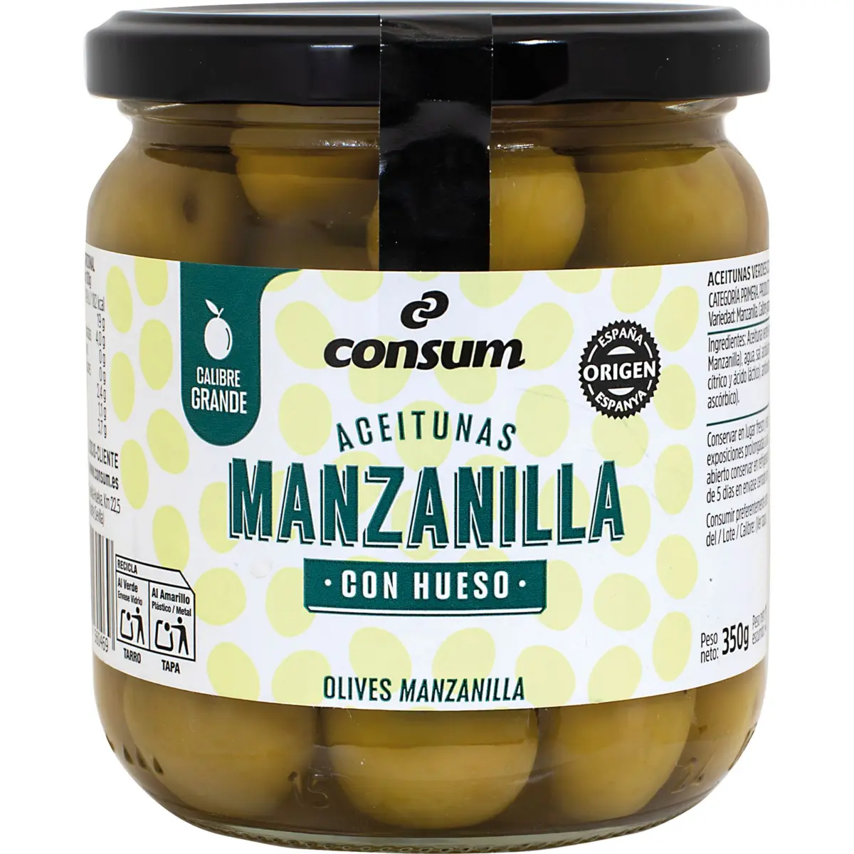 Große Manzanilla-Oliven mit Stein Consum