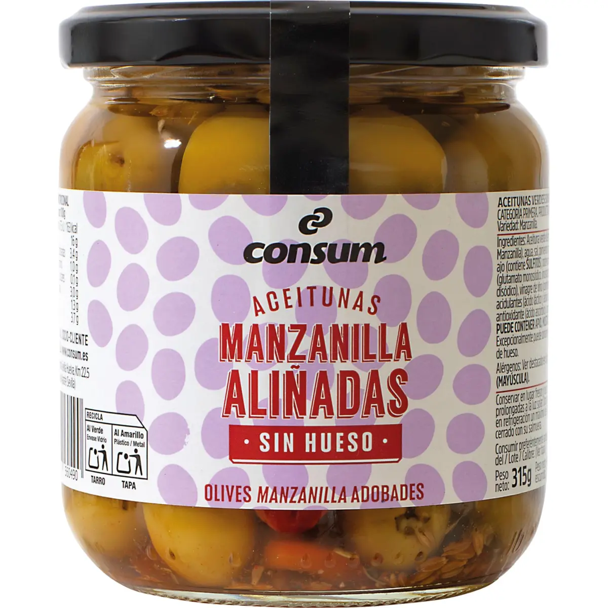 Entsteinte Manzanilla-Oliven in Marinade Consum