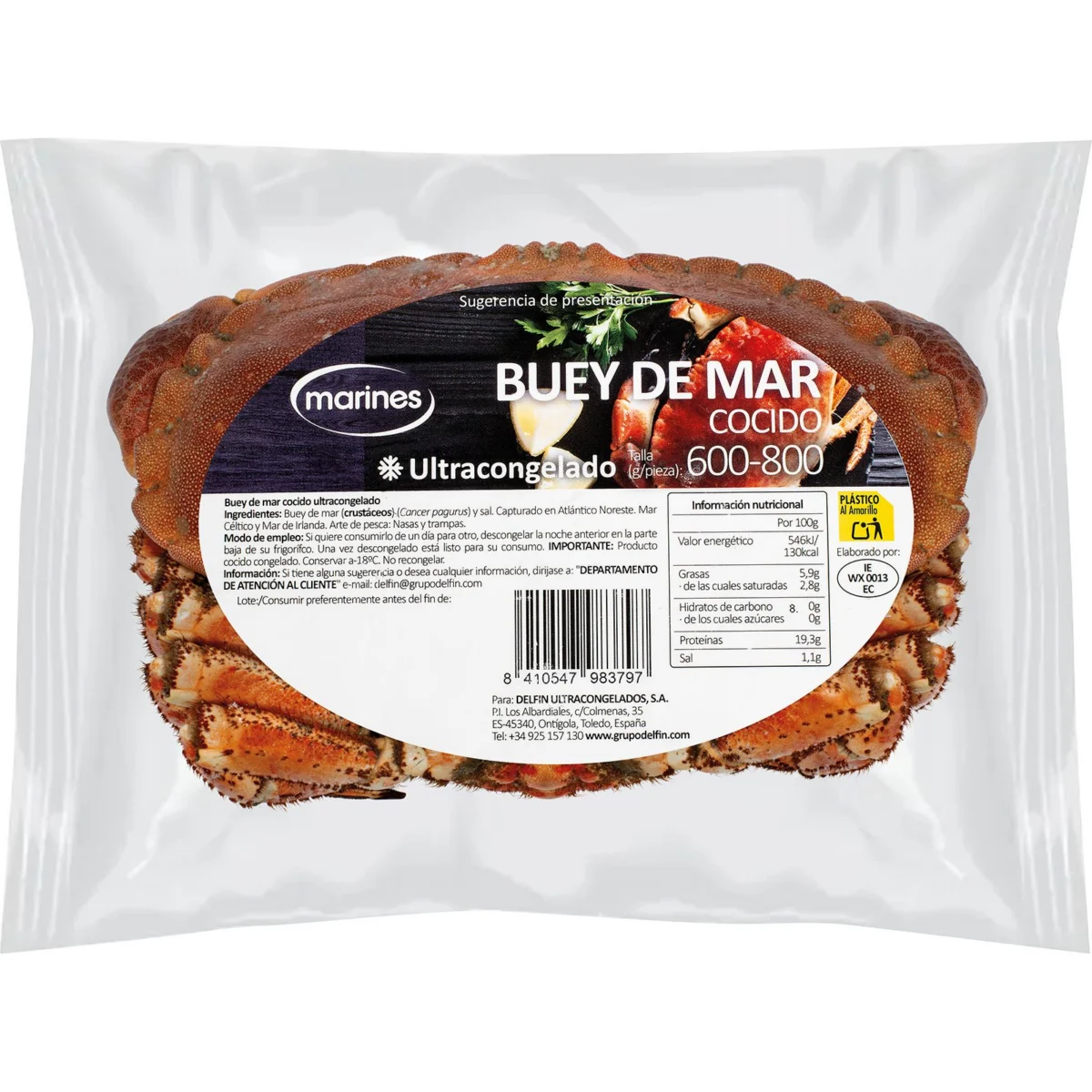 Buey de Mar Cocido Peso Aproximado 600Gr Marines