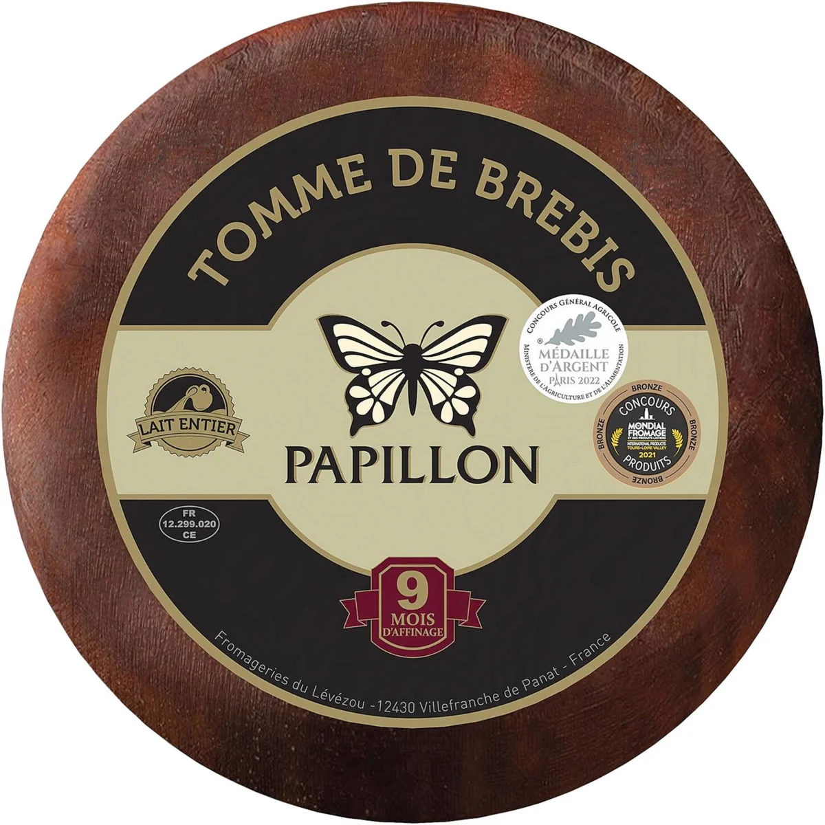 Formatge Tomme Brebis de llet d’ovella pasteuritzada Papillon