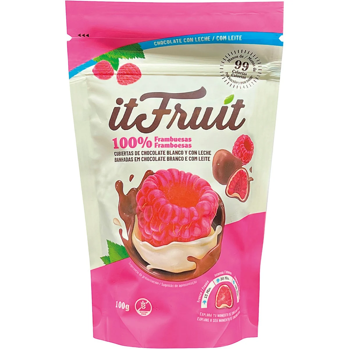 Frambuesas Cubiertas Choc,Blanc y Choc,Lech It Fruit