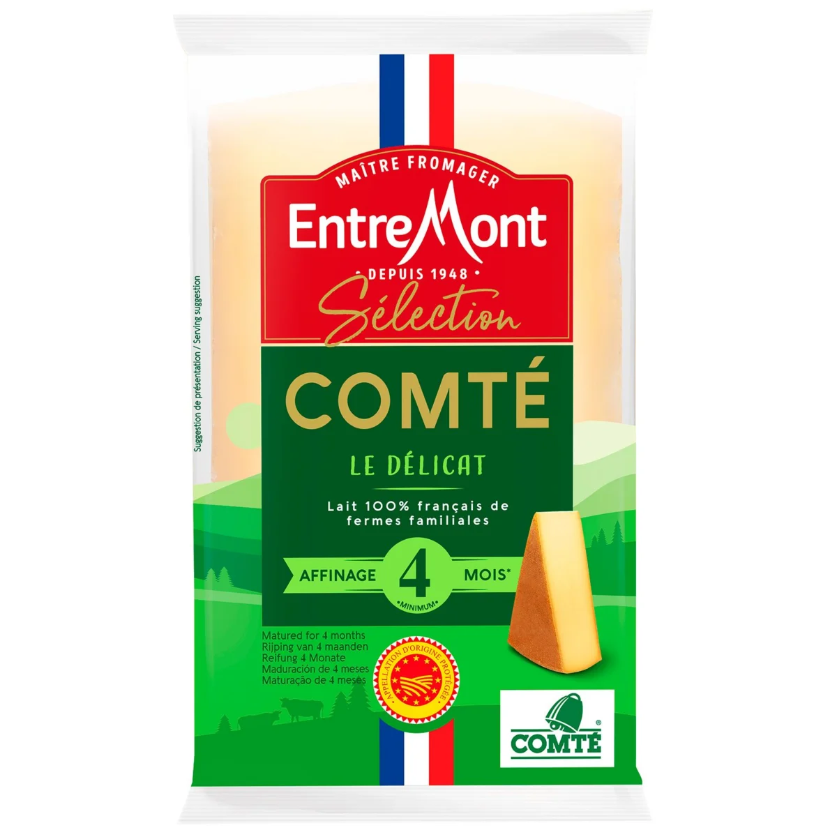 Comté DOP cheese wedge Entremont