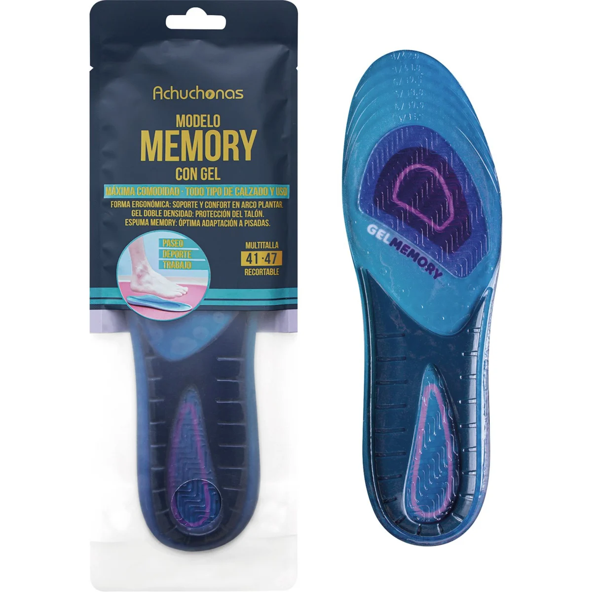 Semelle en gel Memory, pointure 41-47 Achuchonas