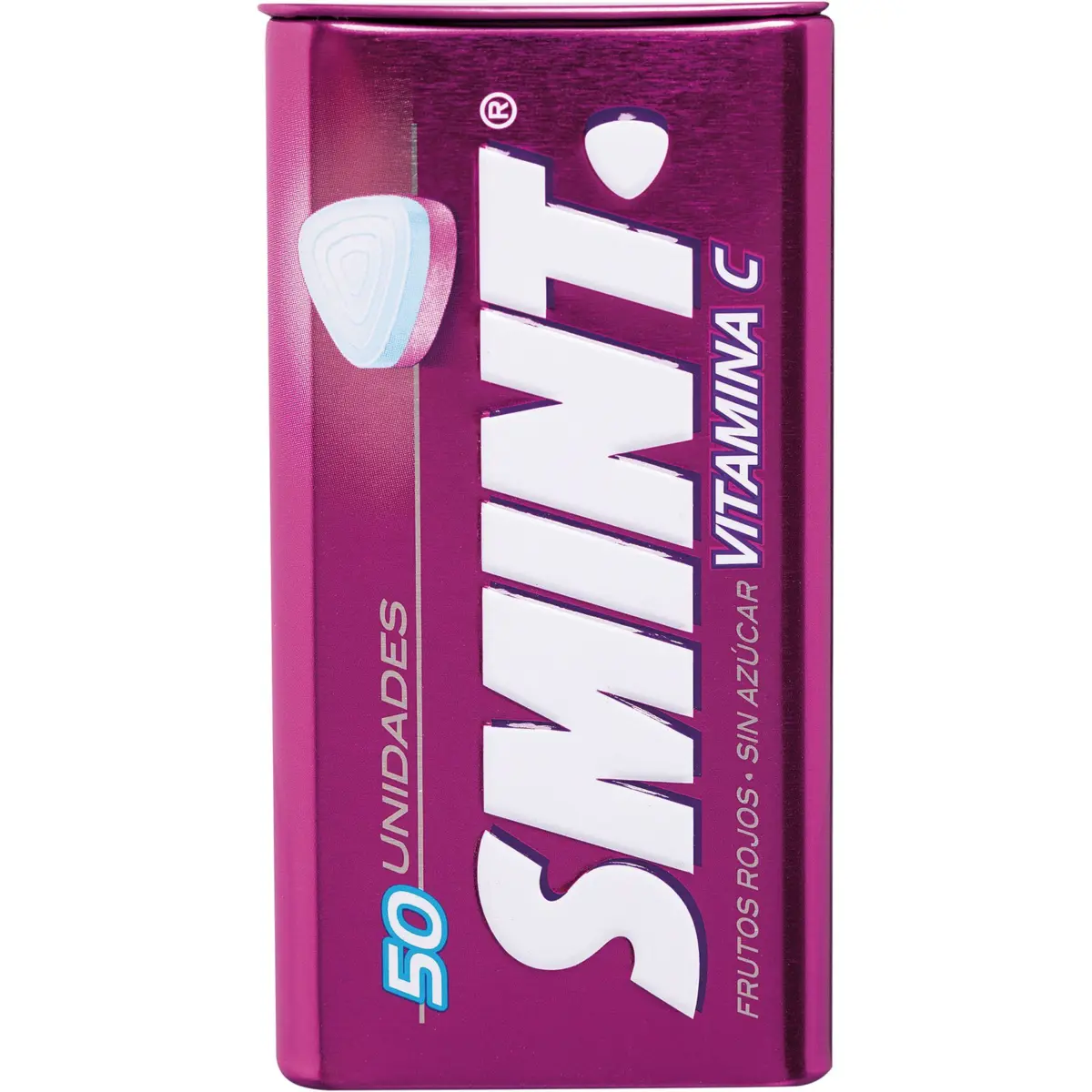 Red fruit candies in a tin Smint