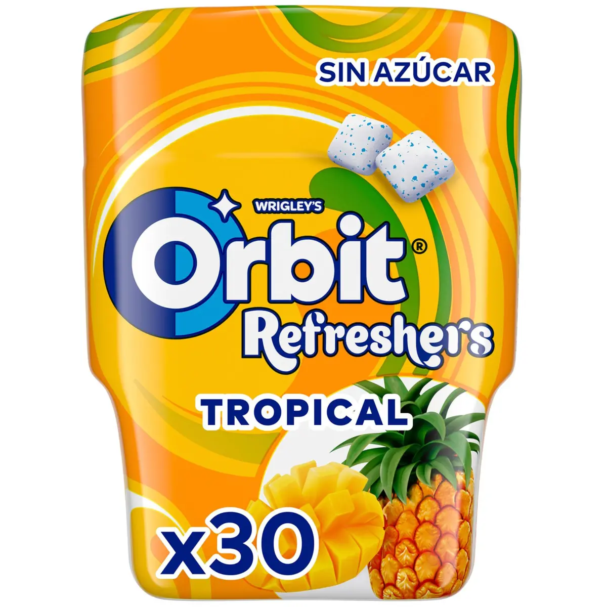 Xiclet drageat Refresh amb gust tropical, pot Orbit