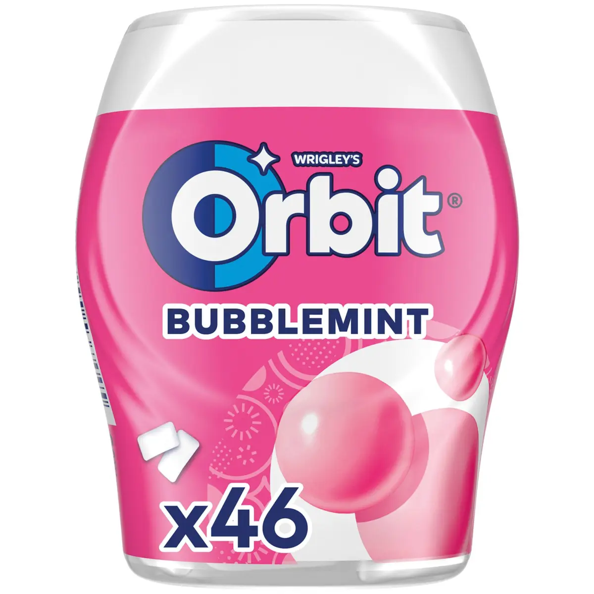 Bubblemint-flavoured chewing gum pellets, tub Orbit