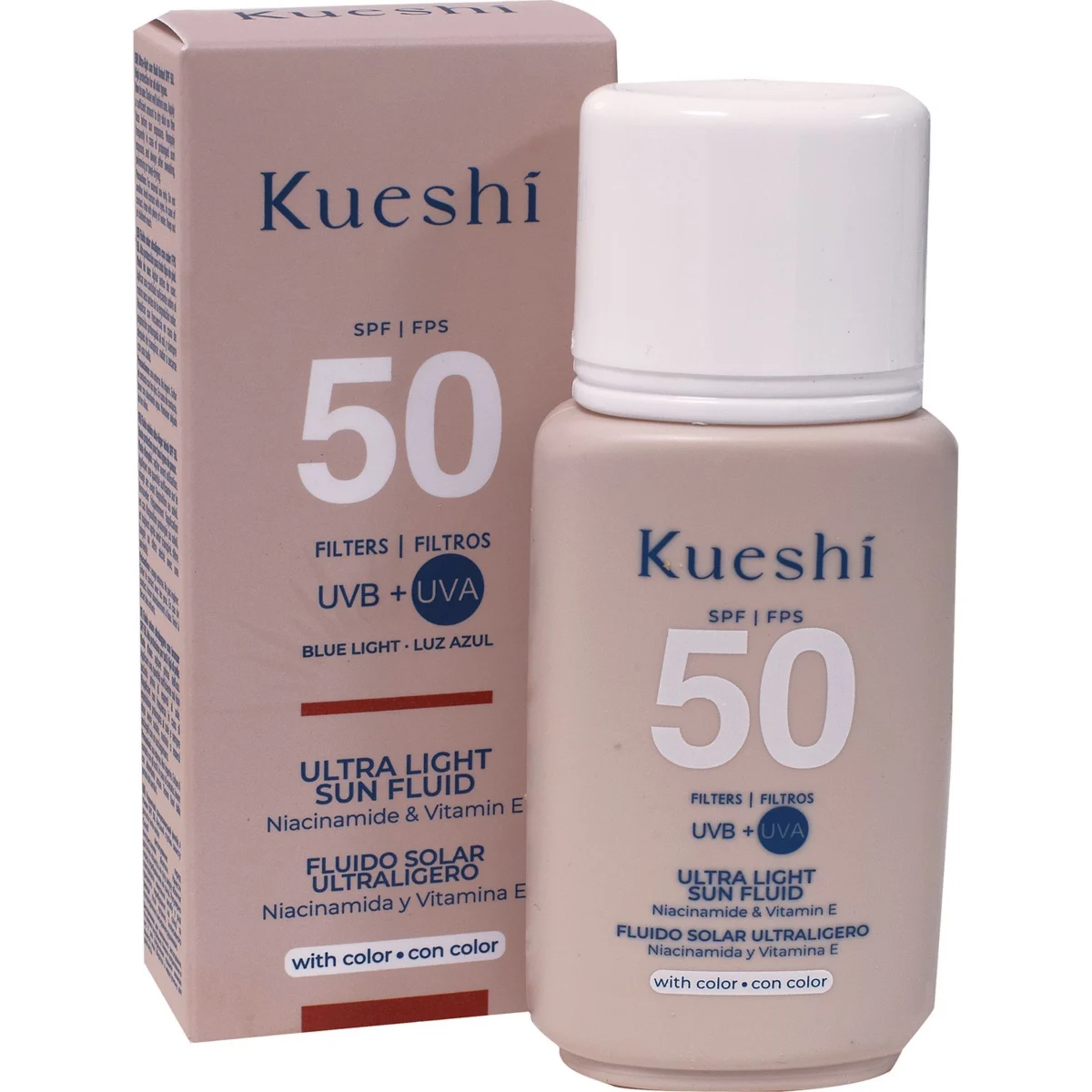 Crema Facial Solar SPF 50 con Color Kueshi