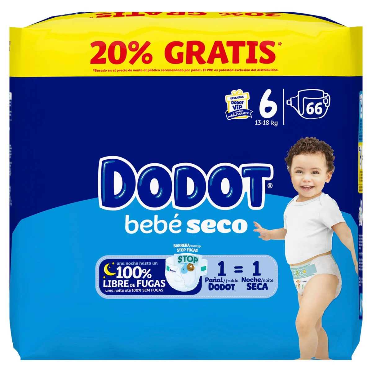 Couche Dodot Bebé Seco, taille 6, 13-18 kg