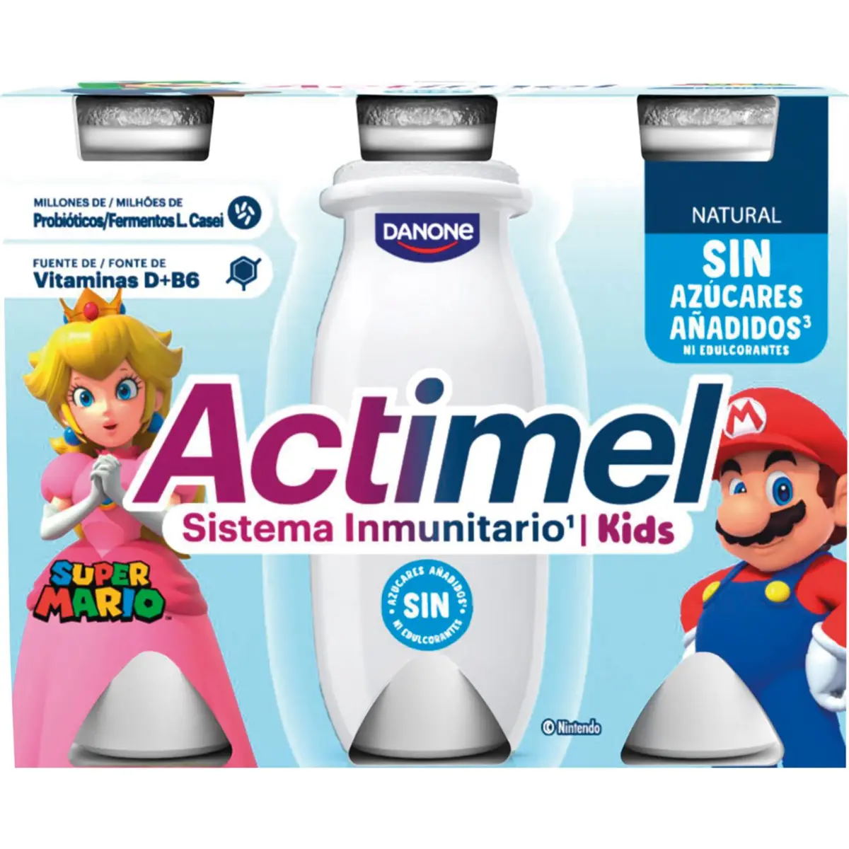 Actimel 0% Kids natural líquid, pack de 6 Danone