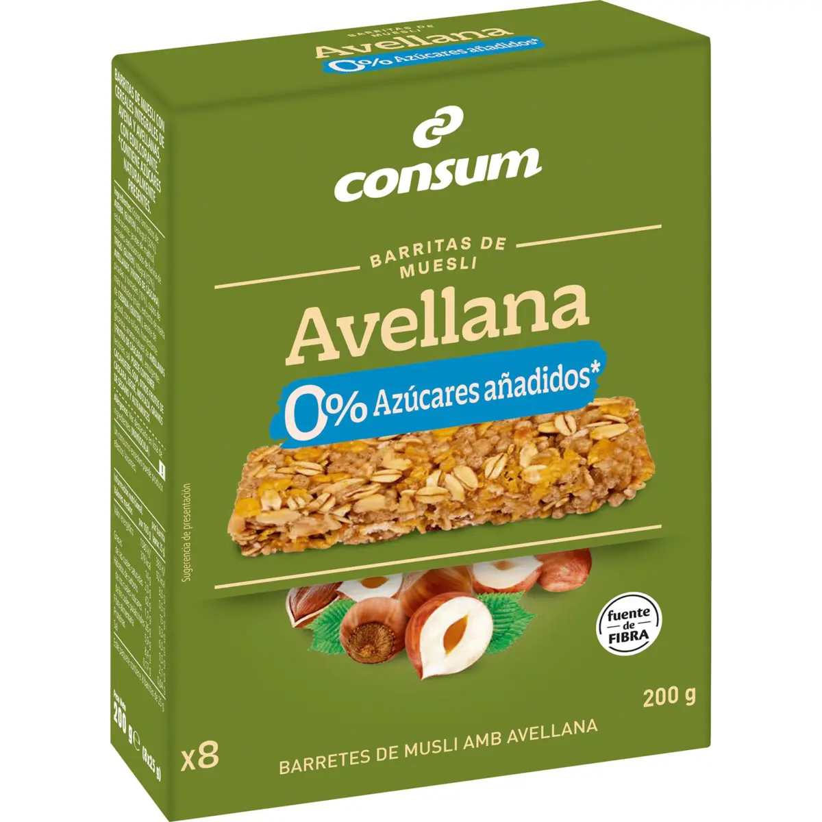 Hazelnut muesli bars with no added sugars Consum