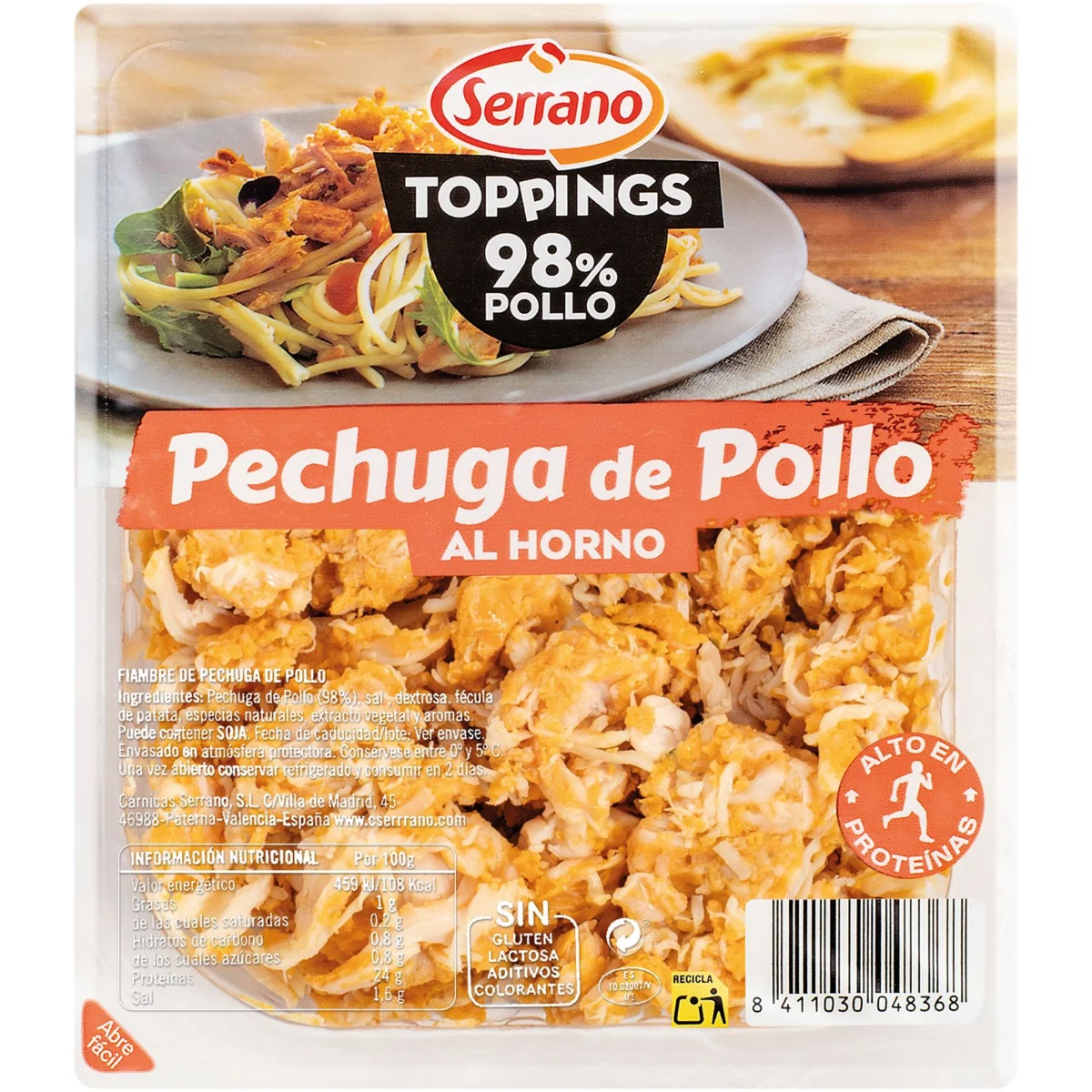 Topping aus gebackener Hähnchenbrust, 98% Fleisch Serrano