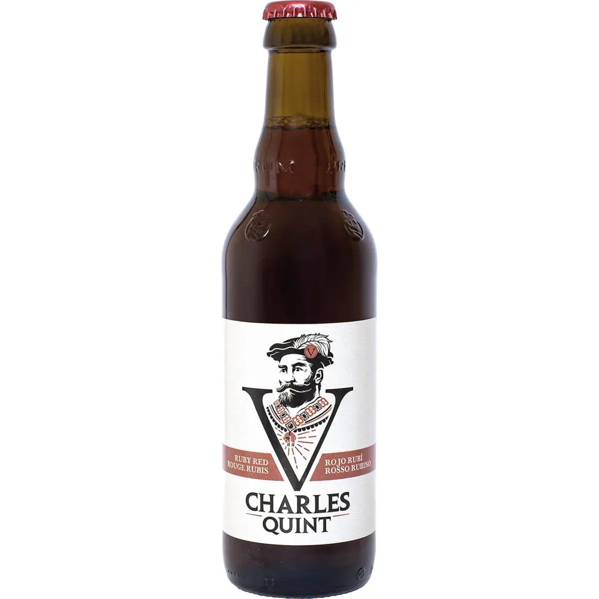 Belgian ruby red beer bottle Charles V