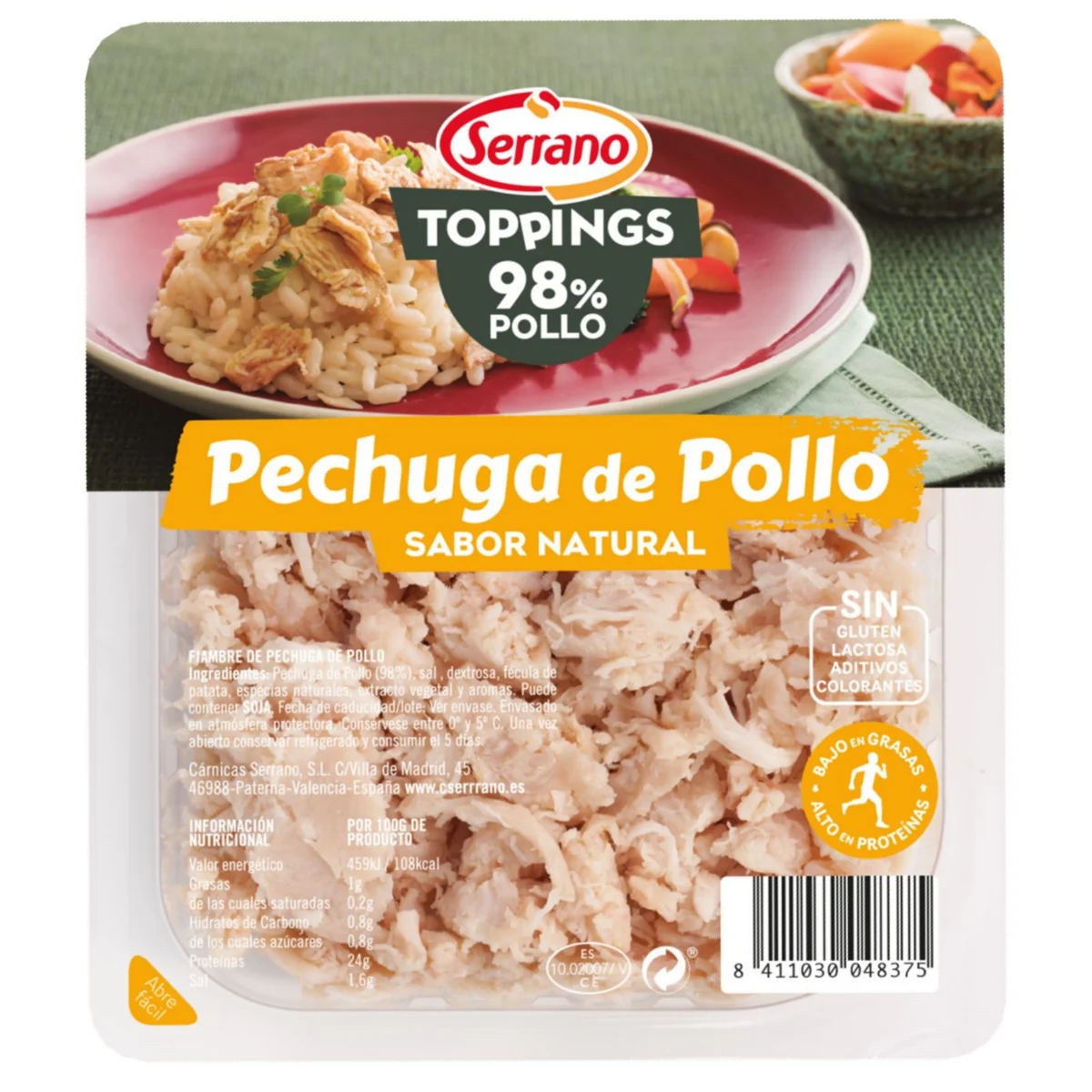 Toppings Pechuga Pollo 98% carne sabor Natural Serrano