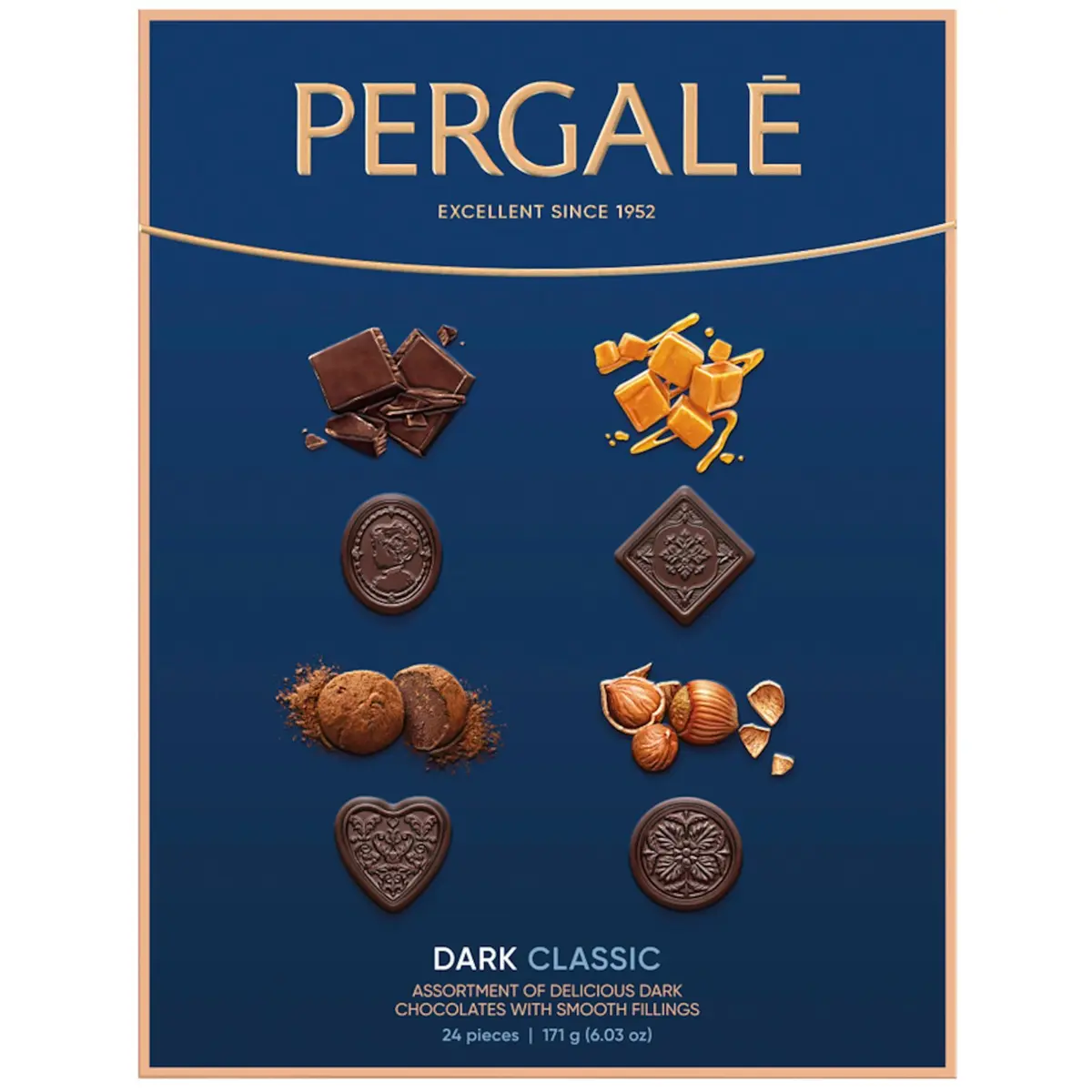 Pralinenmischung aus dunkler Schokolade Pergalé