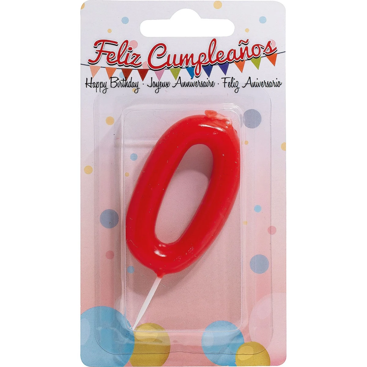 Red number 0 birthday candle Morales