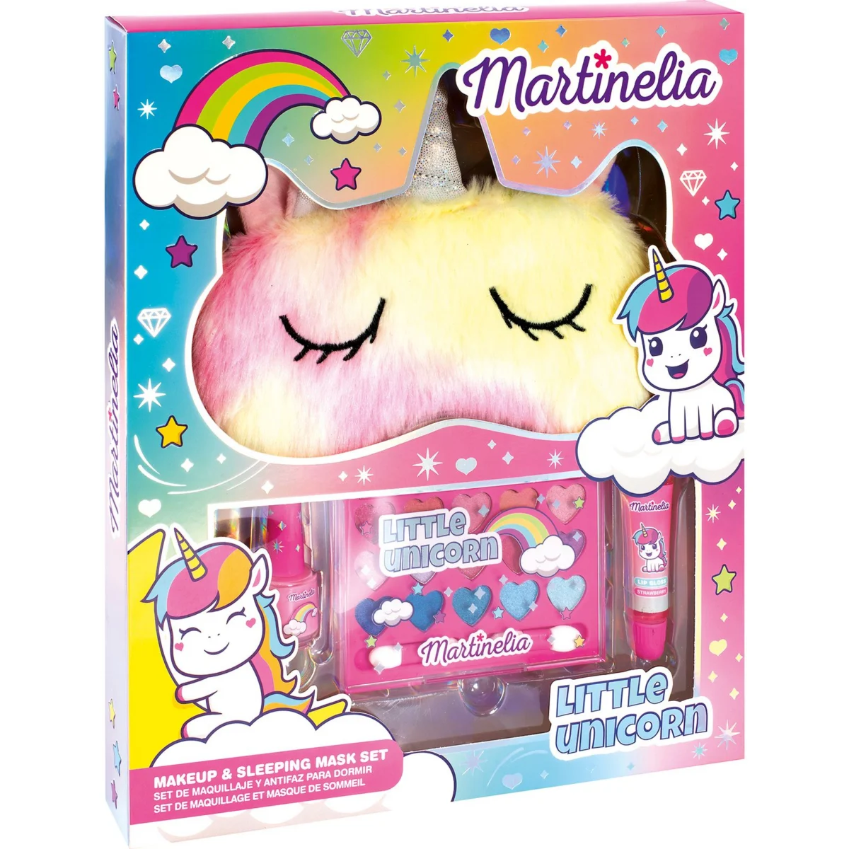 Kosmetiktasche Little Unicorn mit Make-up und Schlafmaske Martinelia